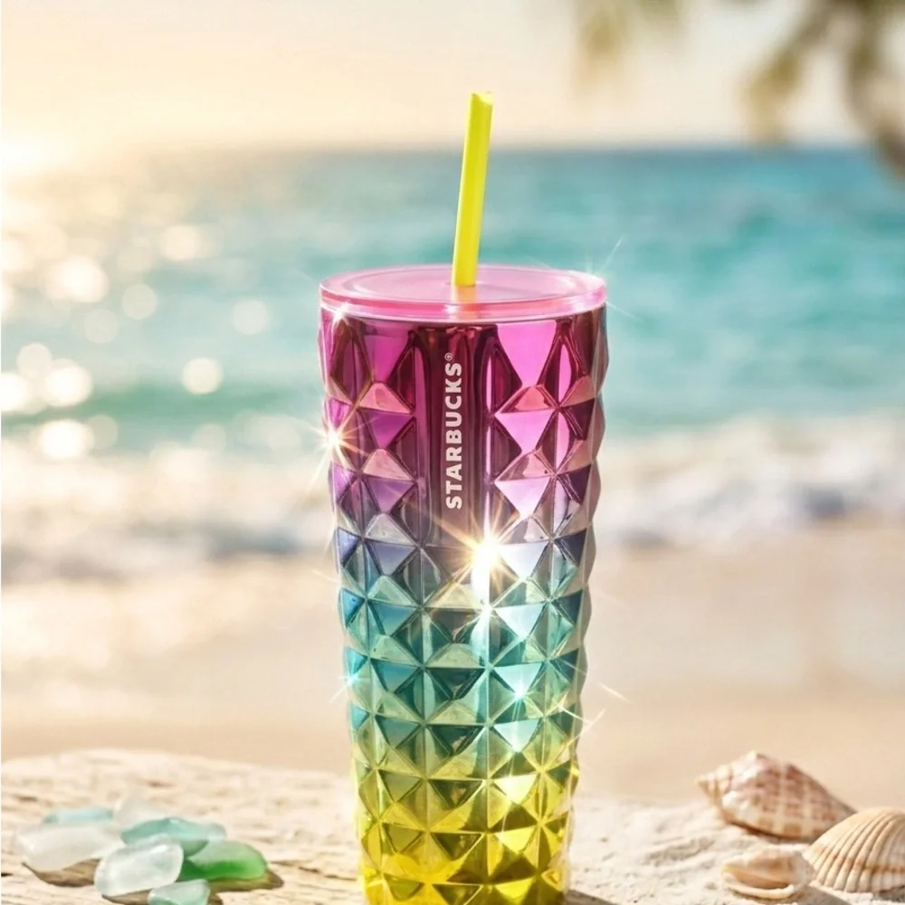 Starbucks Summer ‘25 Gradient Magenta Teal Lime 24oz Venti Stainless Tumbler NWT